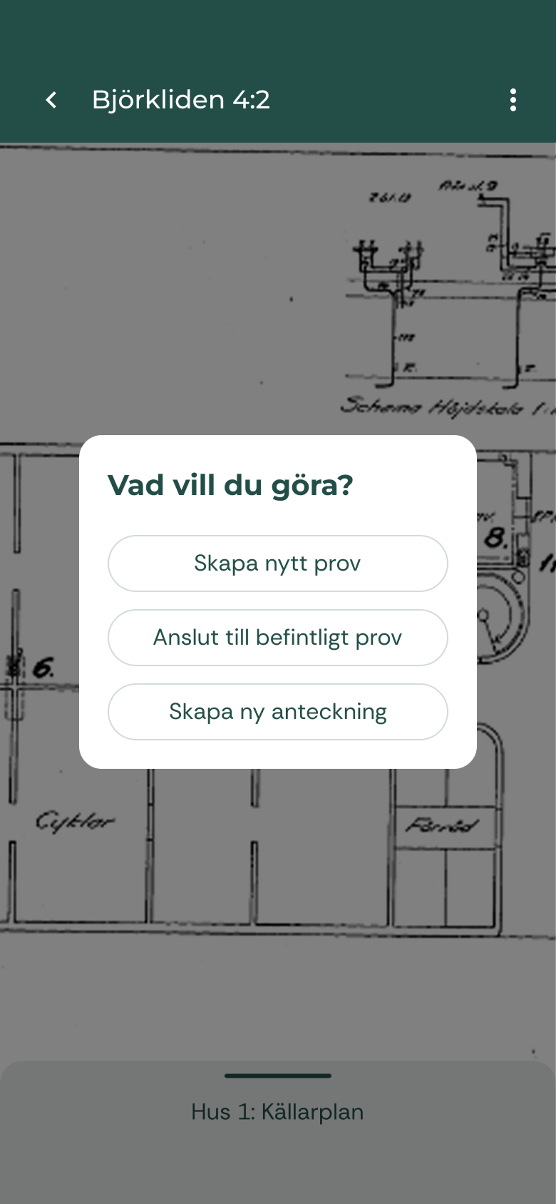 Registrering av en post under en inventering i MIRA-appen
