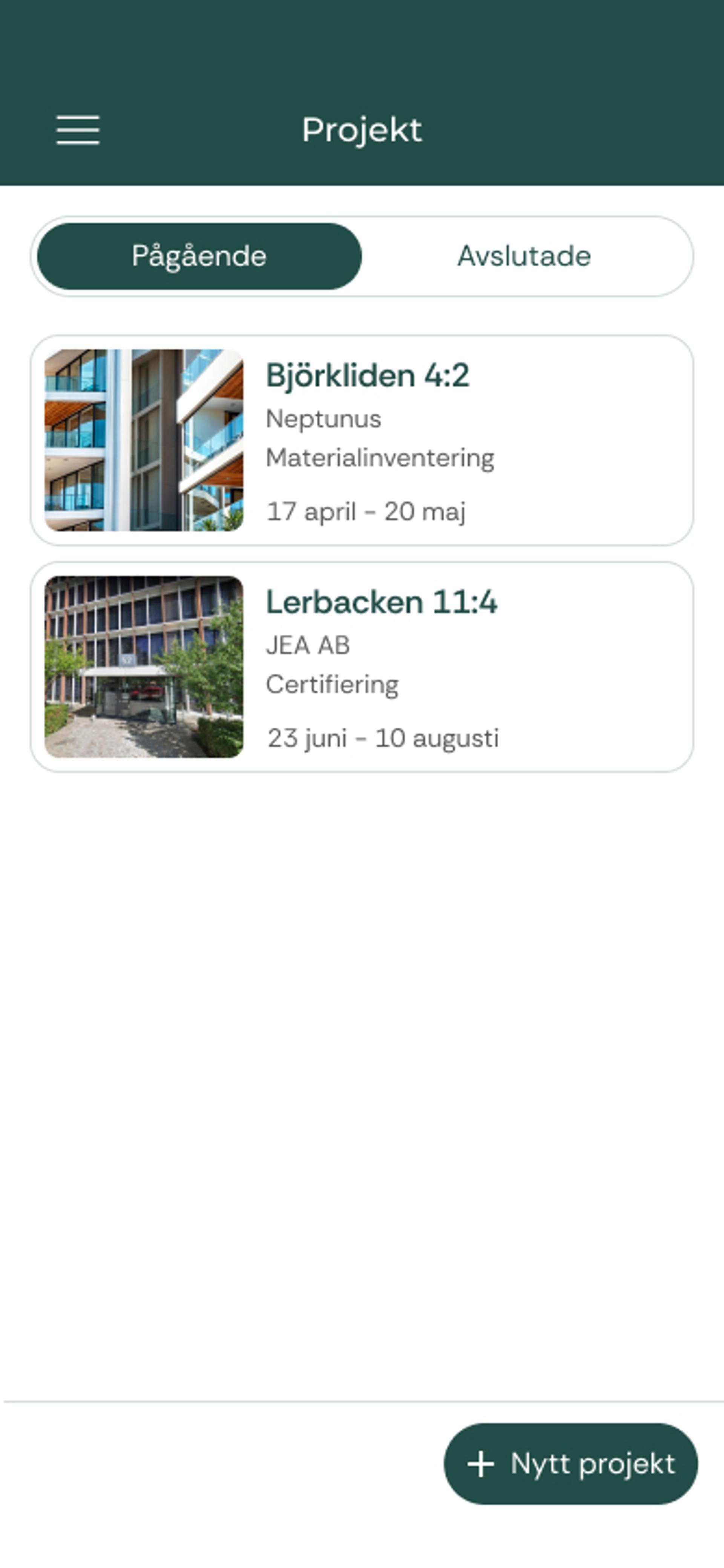 Lista över inventeringsprojekt i MIRA-appen